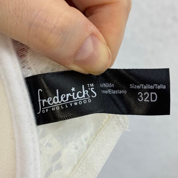 Fredericks of Hollywood Push Up Bra‎ size 32D Ivory Lace Laura Desiree Floral - Picture 7 of 9